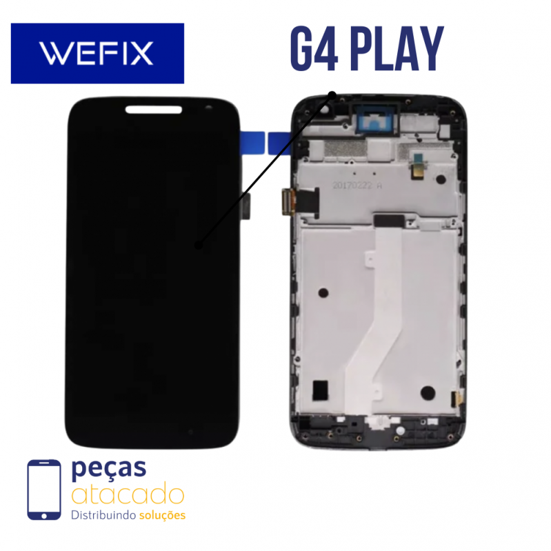 S-0658 FRONTAL MOTOROLA MOTO G4 PLAY (XT-1626) COM ARO PRETA WEFIX IPS
