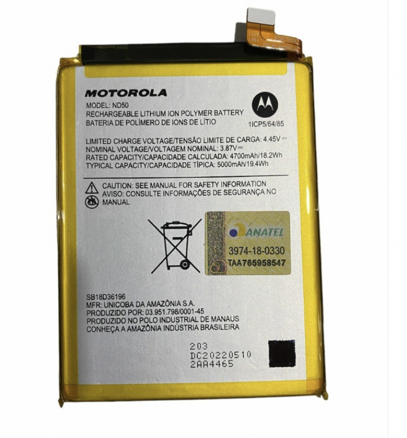 BA-0438 BATERIA ORIGINAL NACIONAL MOTOROLA MOTO G62 (XT-2223) (ND50)