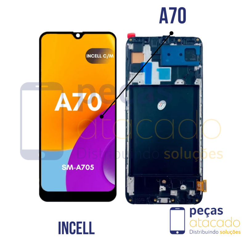 S-0871 FRONTAL SAMSUNG A70 (SM-705) COM ARO INCELL 1:1