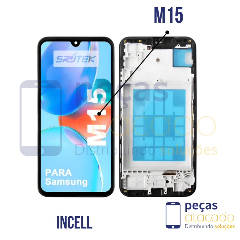 S-0938 FRONTAL SAMSUNG M15 COM ARO PRETO INCELL