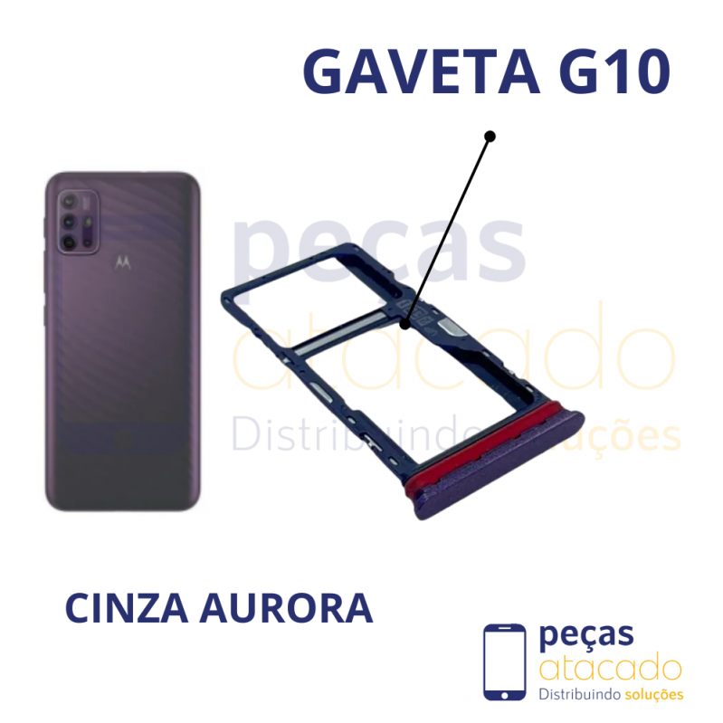 CH-0004 GAVETA DE CHIP MOTOROLA MOTO G10 CINZA AURORA