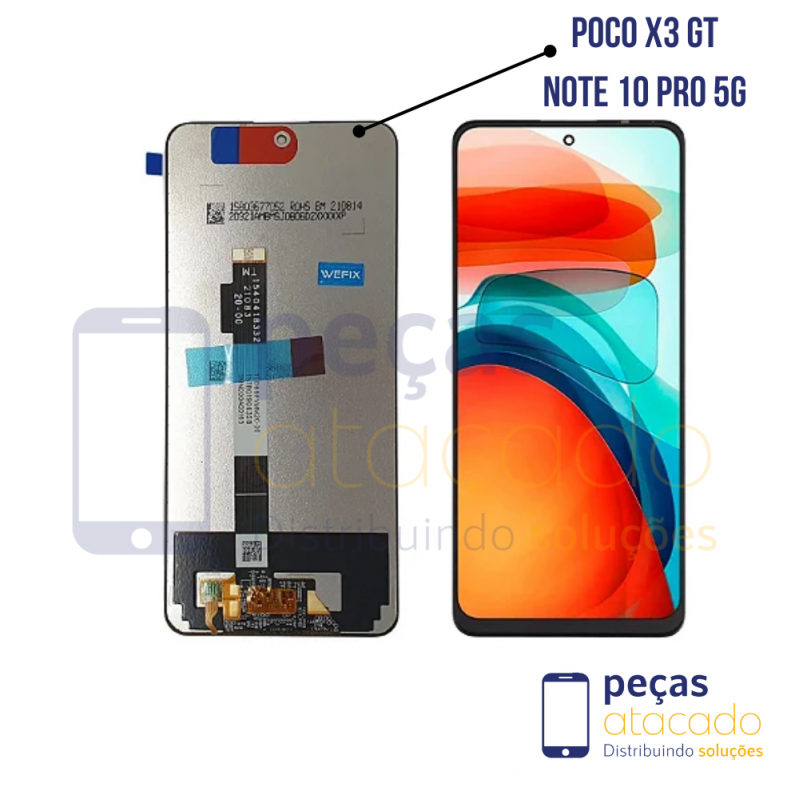 S-0273 FRONTAL XIAOMI NOTE 10 PRO 5G | POCO X3 GT PRETO SEM ARO WEFIX IPS
