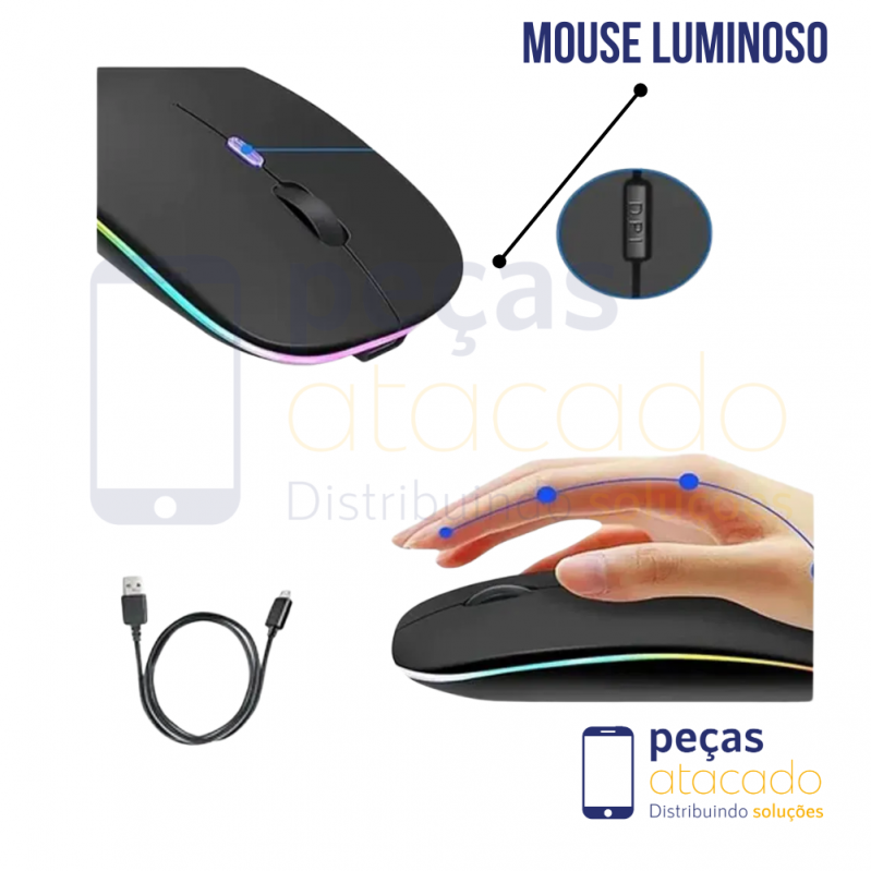 MOUSE LUMINOSO SEM FIO H MASTON DE 2.4GHZ E-1300 PRO