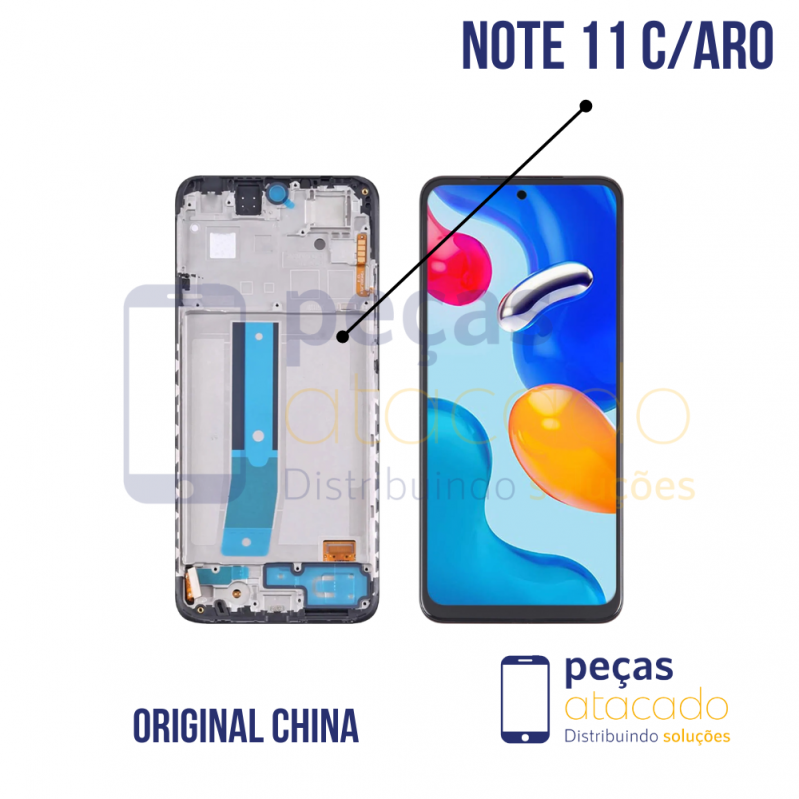 S-0803 FRONTAL XIAOMI NOTE 11 4G COM ARO PRETO ORIGINAL CHINA OLED