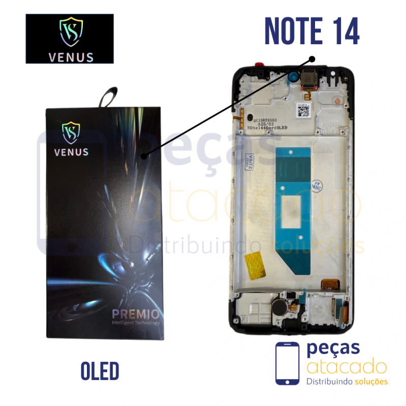 S-0139 FRONTAL XIAOMI  NOTE 14  4G (24117RN76L) COM ARO PRETO VENUS OLED