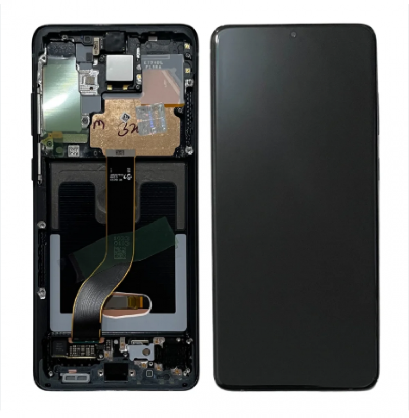 S-0918 FRONTAL SAMSUNG S20 PLUS COM ARO PRETA ORIGINAL CHINA OLED