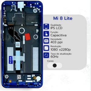 FRONTAL XIAOMI MI 8 LITE (M1808d2tg ) COM ARO AZUL WEFIX