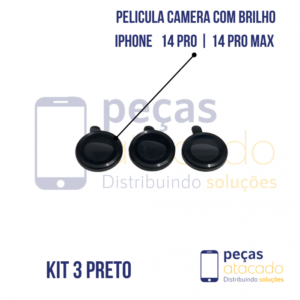 PELICULA DE CAMERA IPHONE 14 PRO | 14 PRO MAX PRETA (KIT)