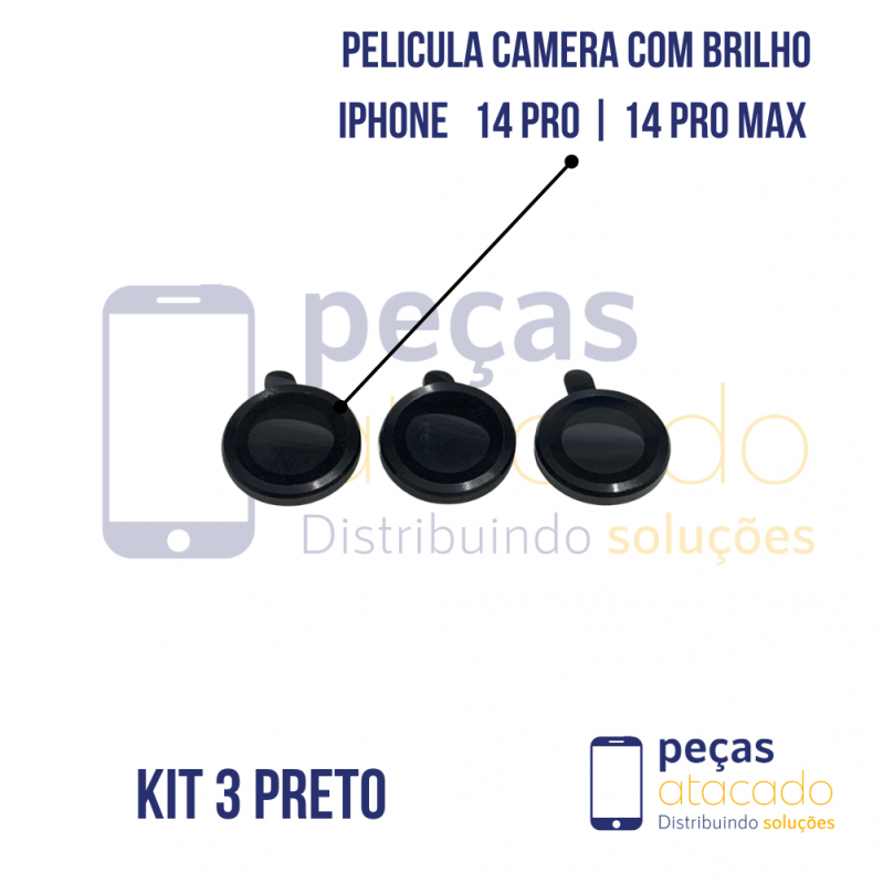 PELICULA DE CAMERA IPHONE 14 PRO | 14 PRO MAX PRETA (KIT)