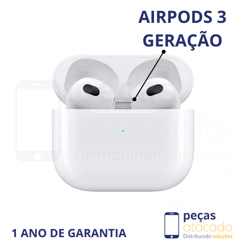 FONE SEM FIO 1 LINHA AIRPODS 3 GERAÇÃO (A2565 A2564 A2566) (1 ANO DE GARANTIA)