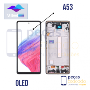 S-0646 FRONTAL SAMSUNG A53 (SM-A536) COM ARO PRETO VIBE OLED 1.1