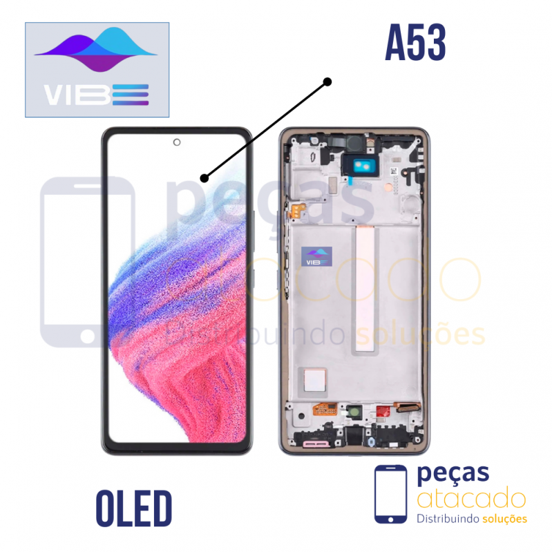S-0646 FRONTAL SAMSUNG A53 (SM-A536) COM ARO PRETO VIBE OLED 1.1