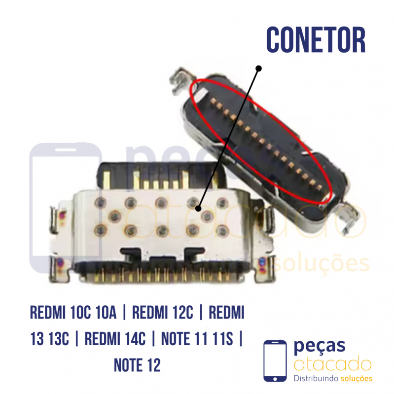 C-0069 CONECTOR DE CARGA XIAOMI REDMI 10C 10A | REDMI 12 / 12C | REDMI 13 13C | REDMI 14C | NOTE 11 11S | NOTE 12