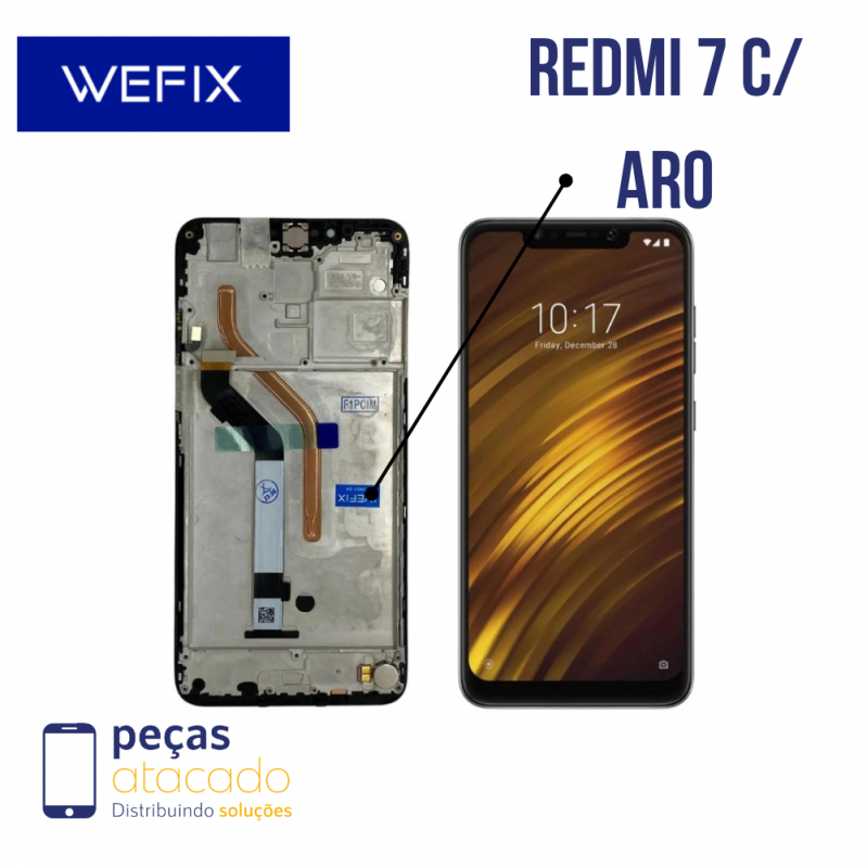 S-0821 FRONTAL XIAOMI REDMI 7 COM ARO PRETO WEFIX IPS