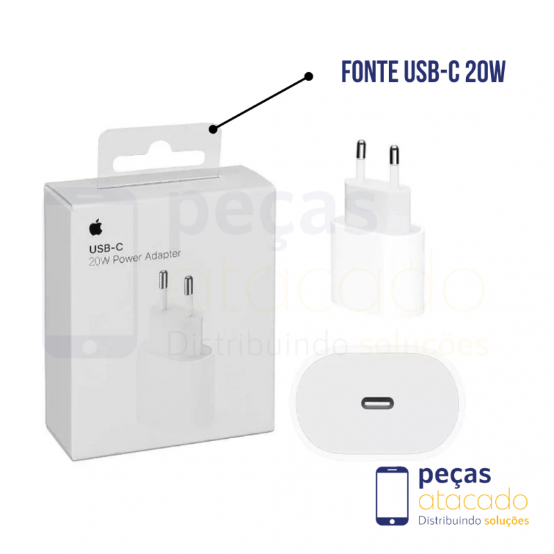 FONTE 1 LINHA APPLE USB-C 20W (A2347) (1 ANO DE GARANTIA)