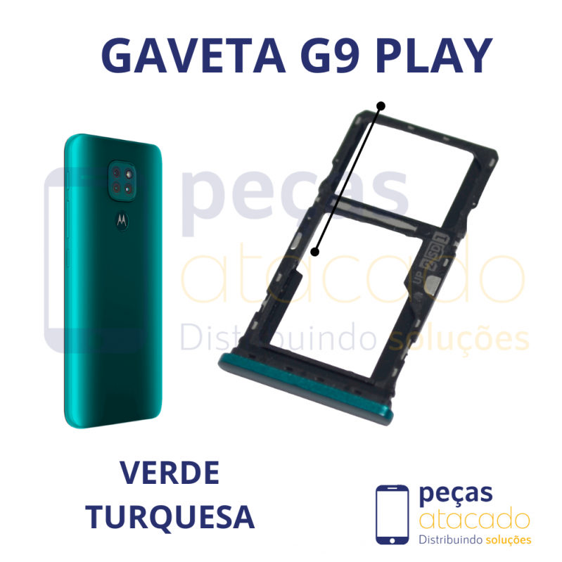 CH-0002 GAVETA DE CHIP MOTOROLA MOTO G9 PLAY VERDE TURQUESA