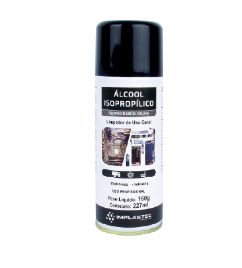 ÁLCOOL 99,8% ISOPROPÍLICO SPRAY AEROSSOL 227ML IMPLASTEC