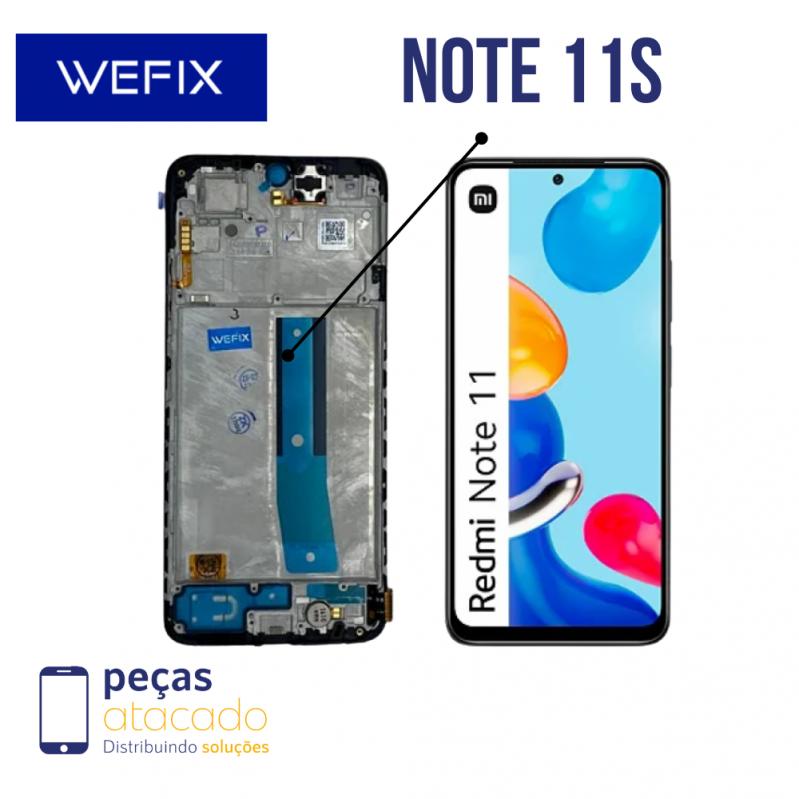 S-0251 FRONTAL XIAOMI NOTE 11S | NOTE 11 4G | POCO M4 PRO COM ARO PRETO AMOLED WEFIX