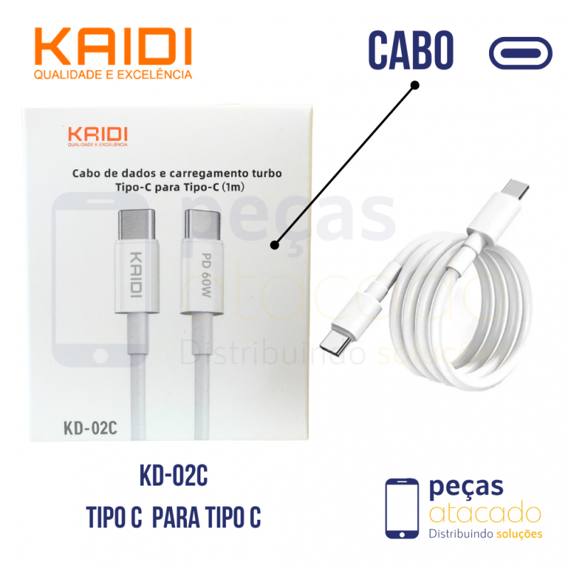 CABO KAIDI TIPO C PARA TIPO C PD 60W (KD-02C)
