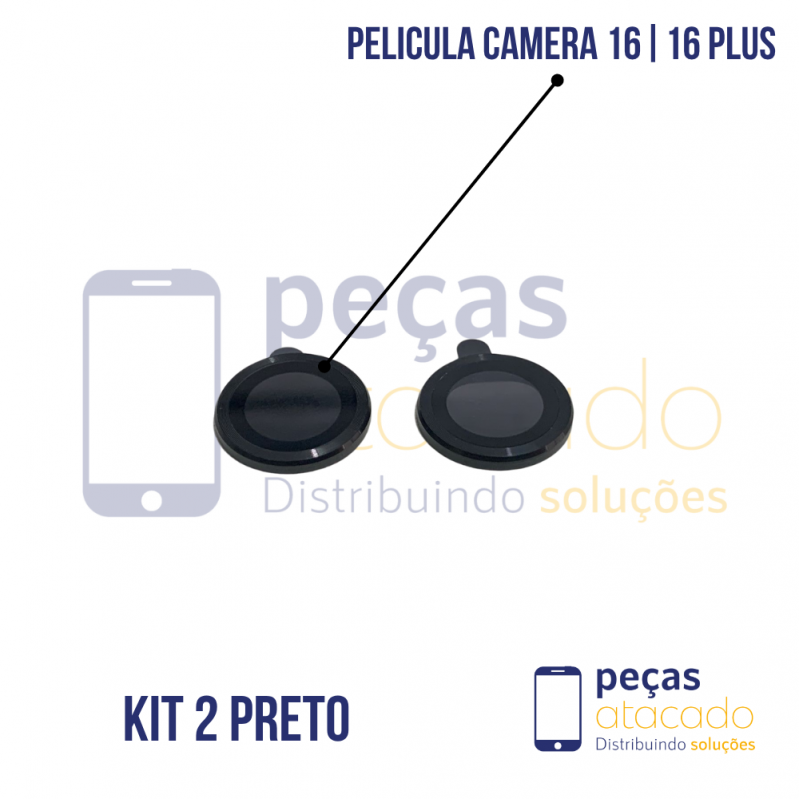 PELICULA DE CAMERA IPHONE 16 | 16 PLUS PRETA (KIT)