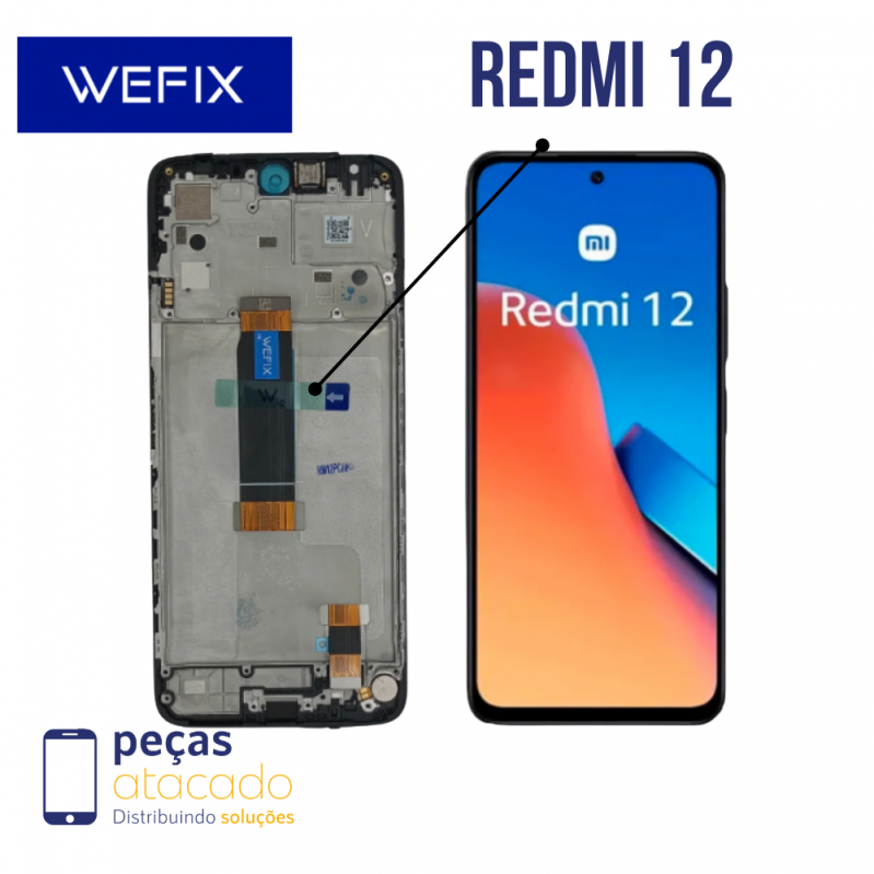 S-0208 FRONTAL XIAOMI REDMI 12 (23053RN02L) COM ARO PRETO WEFIX IPS