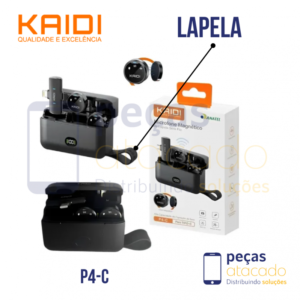MICROFONE LAPELA TIPO C MAGNETICO KAIDI (P4-C) COM CAIXA