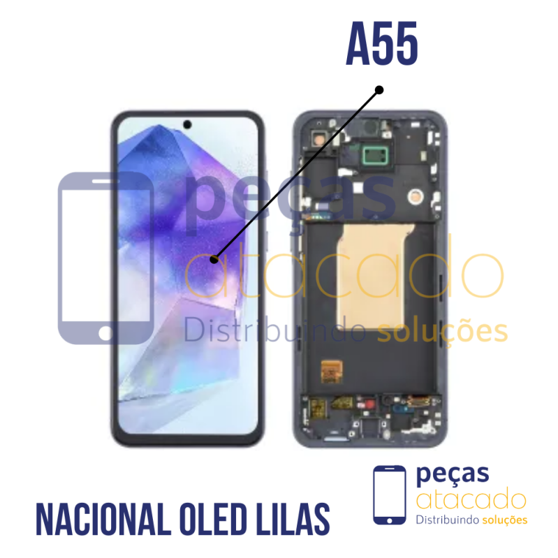 S-1094 FRONTAL SAMSUNG A55 COM ARO LILAS NACIONAL OLED FOTO