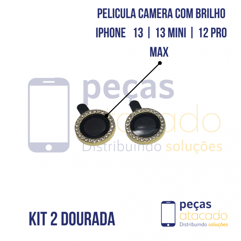 PELICULA DE CAMERA IPHONE 13 PRO | 13 PRO MAX COM BRILHO DOURADA (KIT)