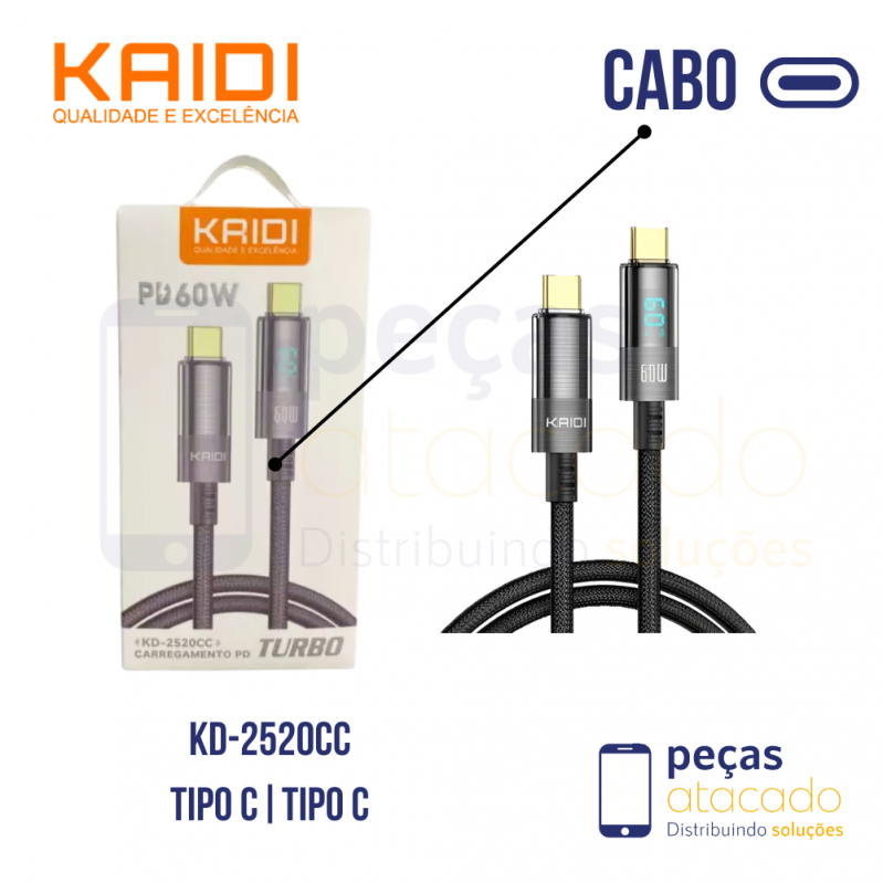 CABO KAIDI TIPO C PARA TIPO C PD 60W (KD-2520CC)