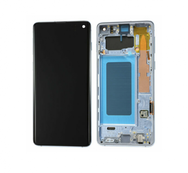 S-0204 FRONTAL SAMSUNG S10 E (SM-G970) COM ARO AZUL CLARO ORIGINAL NACIONAL AMOLED