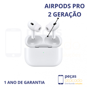 FONE SEM FIO 1 LINHA AIRPODS PRO 2 GERAÇÃO (A3049 A2968) (1 ANO DE GARANTIA)