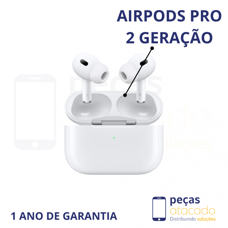 FONE SEM FIO 1 LINHA AIRPODS PRO 2 GERAÇÃO (A3049 A2968) (1 ANO DE GARANTIA)