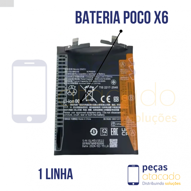 BA-0235 BATERIA 1 LINHA XIAOMI POCO X6 | NOTE 13 PRO 5G (BM-5V)