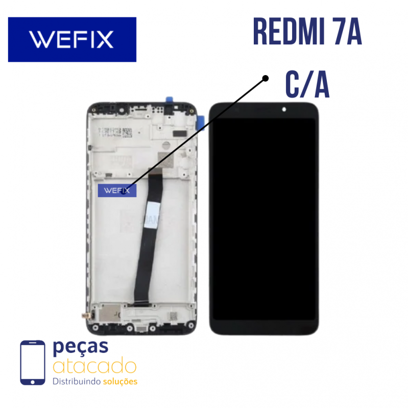 S-0835 FRONTAL XIAOMI REDMI 7A COM ARO PRETO WEFIX IPS