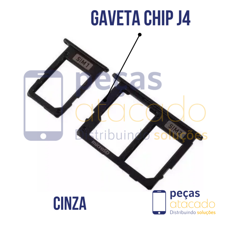 CH-0082 GAVETA DE CHIP SAMSUNG KIT J4+ | J6 | J6+ CINZA