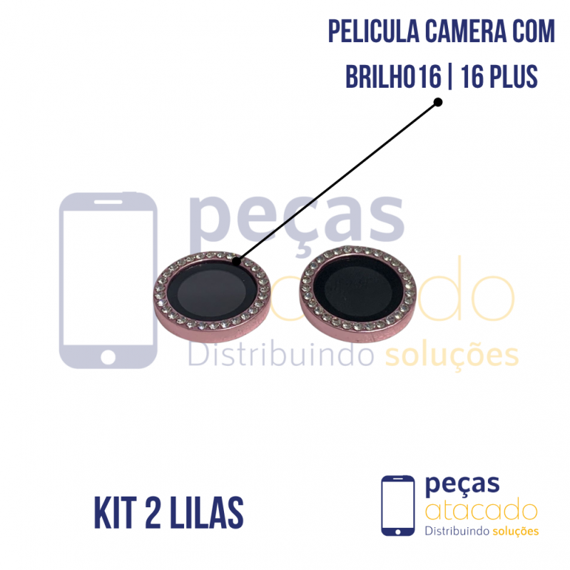 PELICULA DE CAMERA IPHONE 16 | 16 PLUS COM BRILHO LILAS (KIT)