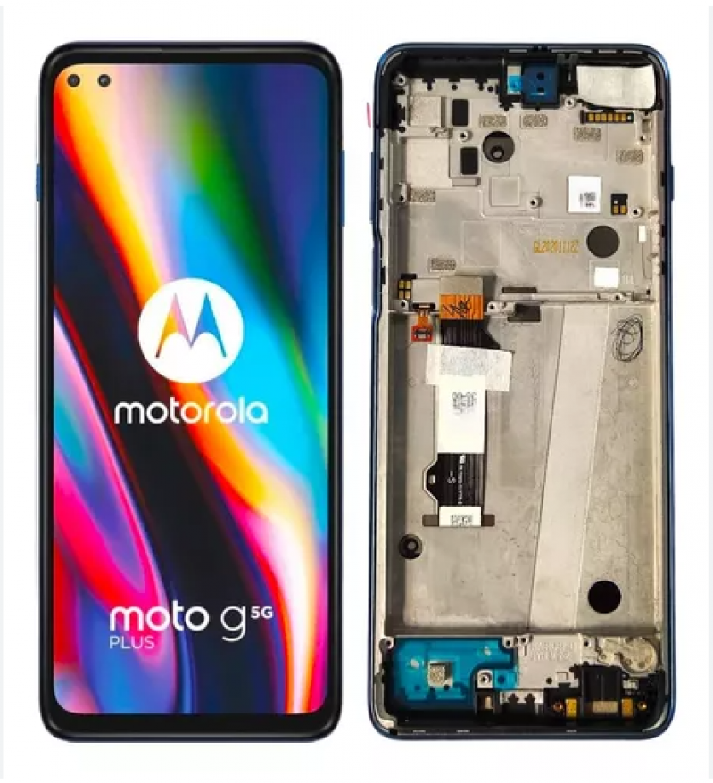 FRONTAL MOTOROLA MOTO G 5G PLUS (XT2075) COM ARO AZUL MACAQUINHO PREMIUM IPS