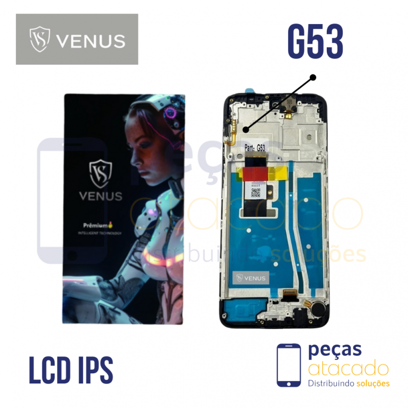 S-0820 FRONTAL MOTOROLA MOTO G53 (XT-2335) COM ARO PRETO VENUS IPS