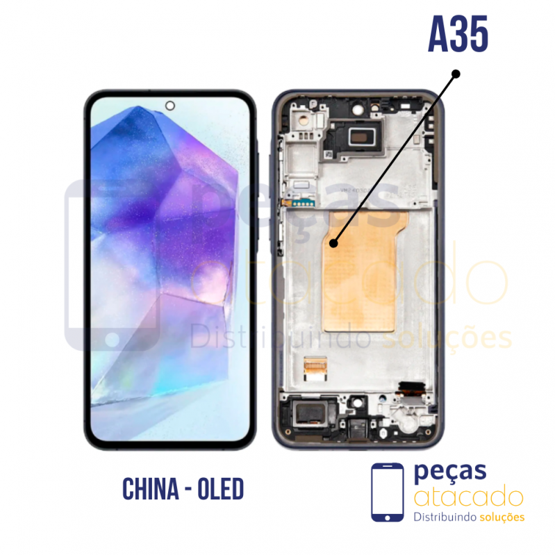 S-0699 FRONTAL SAMSUNG A35 (XT2095) COM ARO PRETO CHINA OLED
