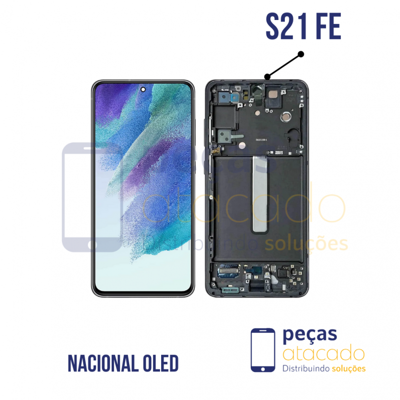 S-0912 FRONTAL SAMSUNG S21 FE COM ARO PRETO NACIONAL OLED