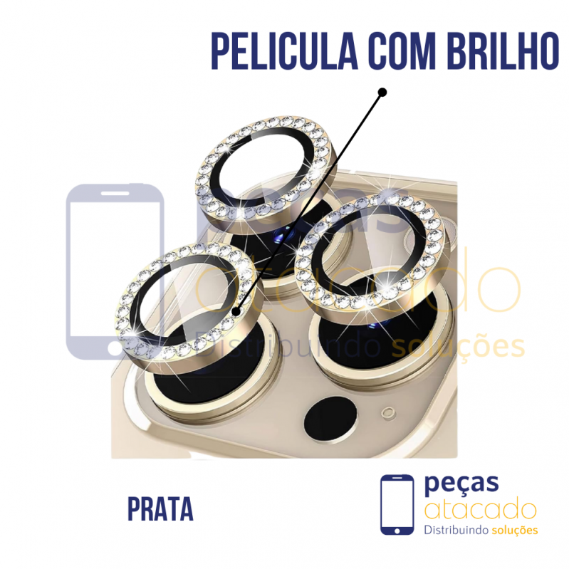 PELICULA DE CAMERA IPHONE 16 PRO | 16 PRO MAX COM BRILHO DOURADA (KIT)