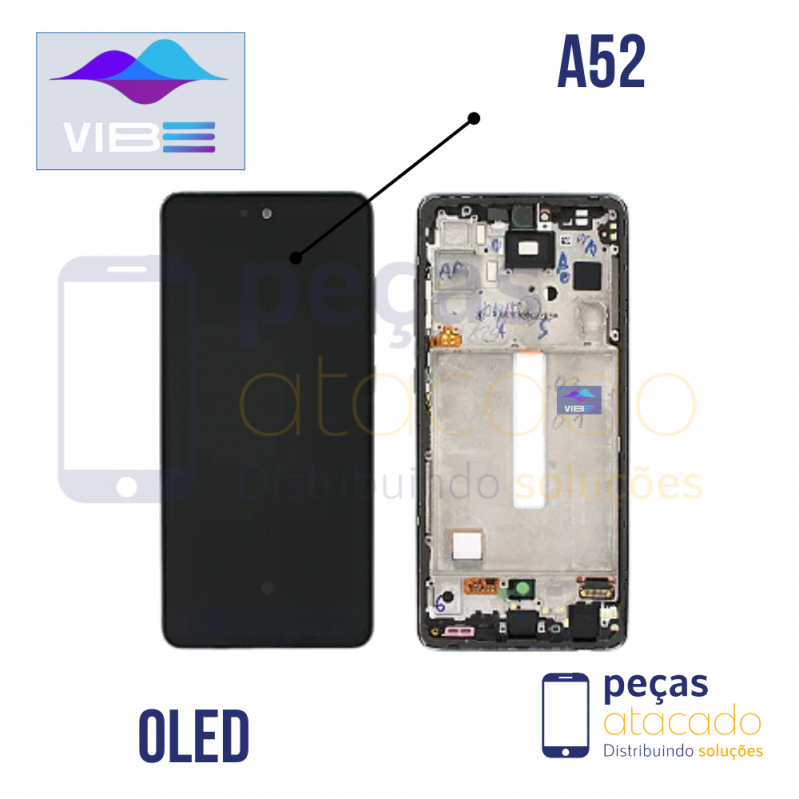 S-0981 FRONTAL SAMSUNG A52 PRETO COM ARO VIBE OLED