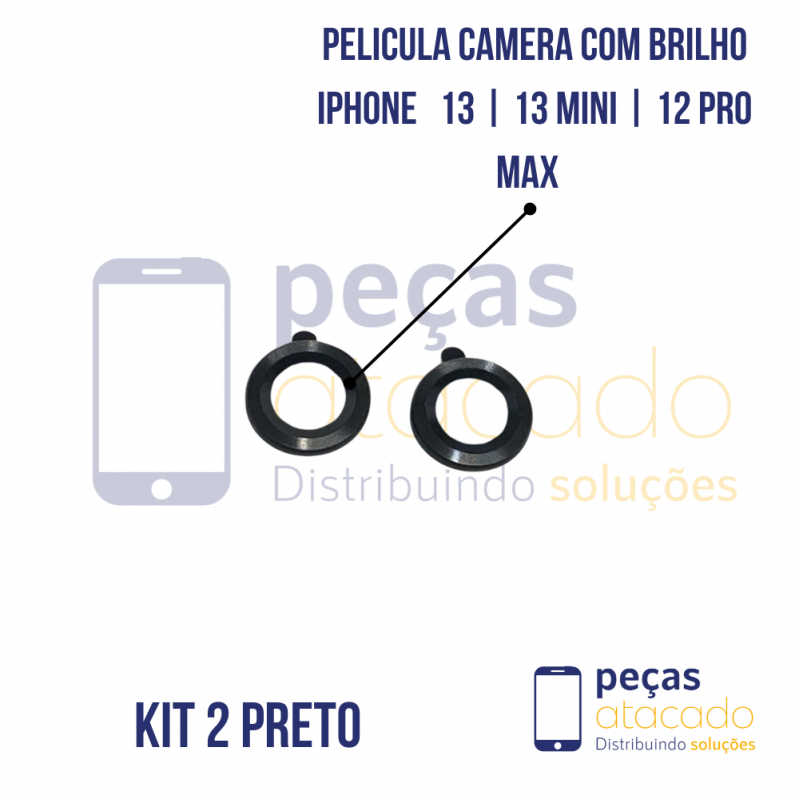 PELICULA DE CAMERA IPHONE 13 | 13 MINI | 12 PRO MAX PRETA (KIT)