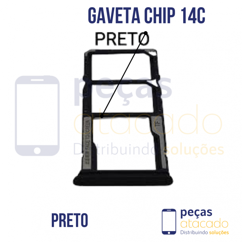 CH-0061 GAVETA DE CHIP XIAOMI REDMI 14C PRETA