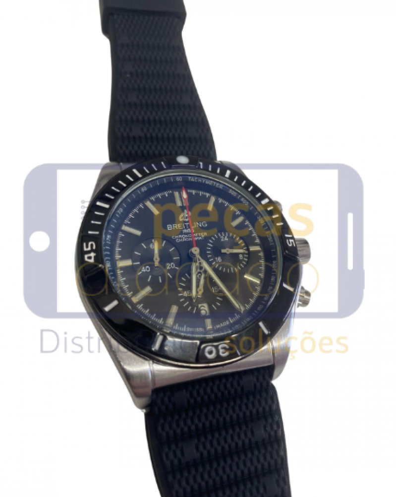 RELOGIO BREITLING 1884 CHRONOMETER (PULSEIRA PRETA EMBORRACHADA)