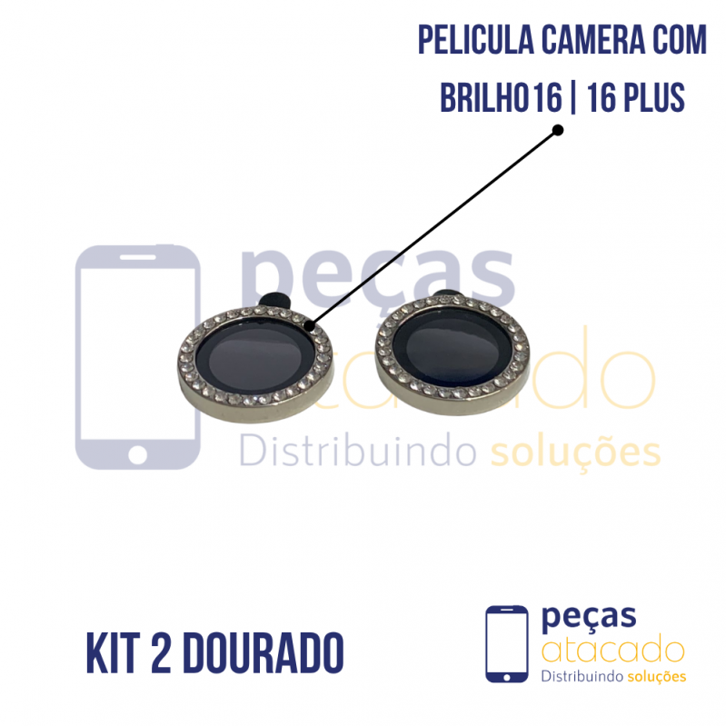PELICULA DE CAMERA IPHONE 16 | 16 PLUS COM BRILHO DOURADA (KIT)