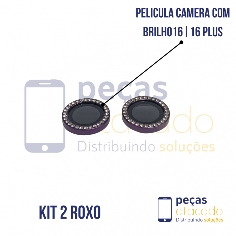 PELICULA DE CAMERA IPHONE 16 | 16 PLUS COM BRILHO ROXA (KIT)