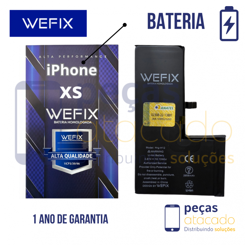 BA-0610 BATERIA WEFIX IPHONE XS (A1920) ANATEL (1 ANO DE GARANTIA)
