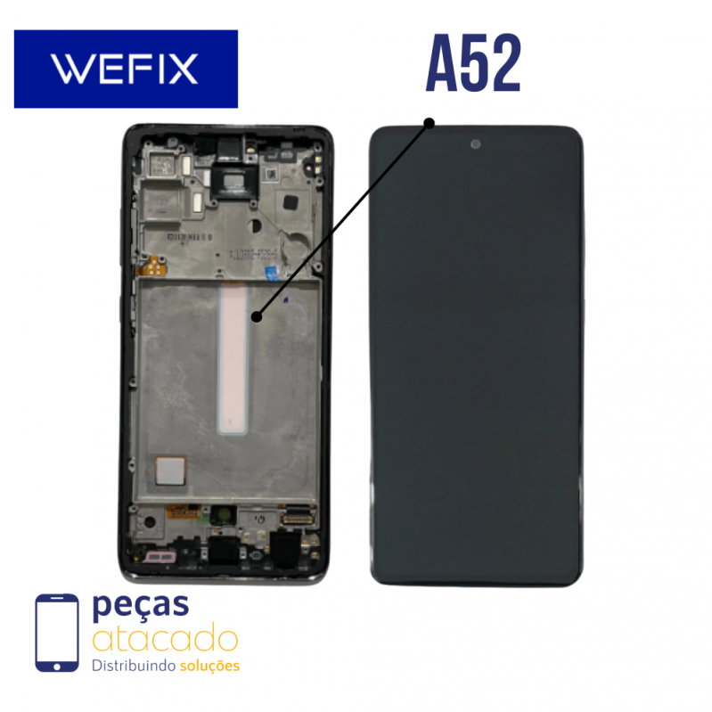 S-0749 FRONTAL SAMSUNG A52 4G (SM-A528) 5G (SM-A525) COM ARO PRETO NACIONAL WEFIX OLED