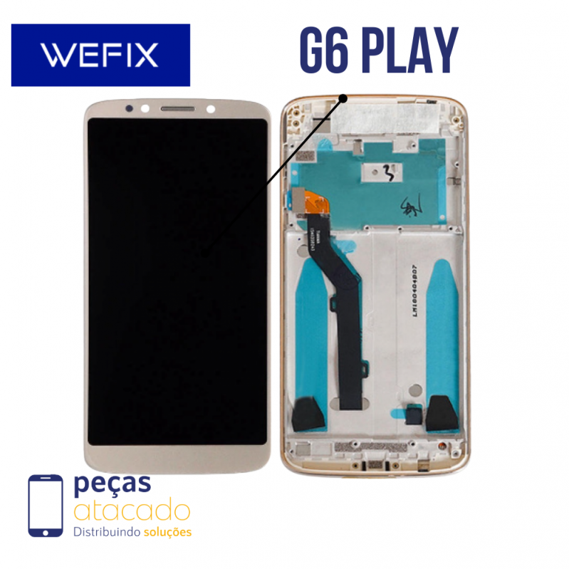 S-0234 FRONTAL MOTOROLA MOTO G6 PLAY | E5 COM ARO DOURADA WEFIX IPS